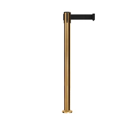 Stanchion Belt Barrier Fixed Base Sat.Brass Post 9ft.Black Belt